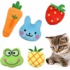Cataire Jouets, 5 Pièces Jouets à L'herbe à Chat, Cataire Interactive Jouets à Mâcher Jouet En Peluche Pour Chaton Kitty Fraise/Grenouille/Lapin/Ananas/Carotte
