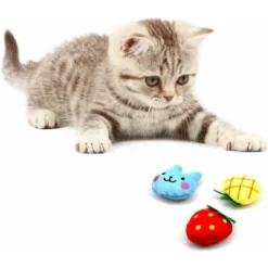 Cataire Jouets, 5 Pièces Jouets à L'herbe à Chat, Cataire Interactive Jouets à Mâcher Jouet En Peluche Pour Chaton Kitty Fraise/Grenouille/Lapin/Ananas/Carotte -Amis Poils Soldes Boutique 100342331 3