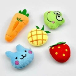 Cataire Jouets, 5 Pièces Jouets à L'herbe à Chat, Cataire Interactive Jouets à Mâcher Jouet En Peluche Pour Chaton Kitty Fraise/Grenouille/Lapin/Ananas/Carotte -Amis Poils Soldes Boutique 100342331 4