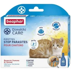 BEAPHAR Dimethicare, Pipettes Stop Parasites Pour Chatons - 6 X 0,75 Ml