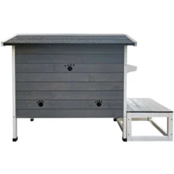 Maisonnette Chat Bois Résistant 58 X 73.6 X 104.9 Cm Pavillon Terrasse Porte Arrière Cabane Abri -Amis Poils Soldes Boutique 13211250 3