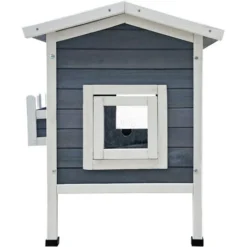 Maisonnette Chat Bois Résistant 58 X 73.6 X 104.9 Cm Pavillon Terrasse Porte Arrière Cabane Abri -Amis Poils Soldes Boutique 13211250 4