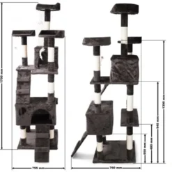 Arbre à Chat En Gris 170 Cm Avec Plate-formes Niches Et Échelles Griffoir Grattoir Escalade Toboggan -Amis Poils Soldes Boutique 13264272 4