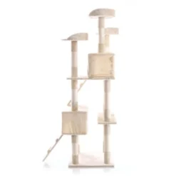 Arbre à Chat En Beige 170 Cm Avec Plate-formes Niches Échelles Griffoir Grattoir Escalade Toboggan -Amis Poils Soldes Boutique 13264276 3