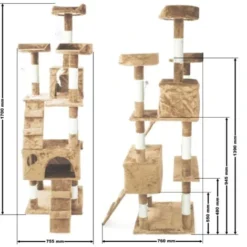 Arbre à Chat En Beige 170 Cm Avec Plate-formes Niches Échelles Griffoir Grattoir Escalade Toboggan -Amis Poils Soldes Boutique 13264276 5