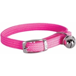 Collier Nylon Simple Chromé Chat Rose