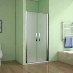 AICA Porte De Douche 80x185cm Verre Satiné Et Anticalcaire Porte Battante En Niche