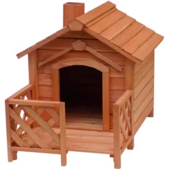Niche Maison Cabane Pour Chats Véranda Cheminée En Bois D'épicéa Chien