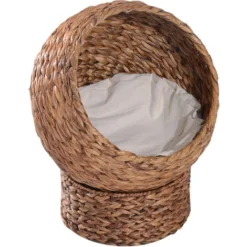 PawHut Panier Chat Lit Chat Cosy Grand Confort Dim. 42L X 33l X 52H Cm Coussin Moelleux Beige Inclus