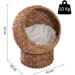 PawHut Panier Chat Lit Chat Cosy Grand Confort Dim. 42L X 33l X 52H Cm Coussin Moelleux Beige Inclus -Amis Poils Soldes Boutique 16811235 3