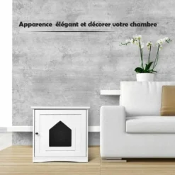 COSTWAY Maison Pour Chat En Bois Avec Porte,Poignée,Surface Lisse, 51 X 49 X 47CM Blanc 6 COSTWAY Maison Pour Chat En Bois Avec Porte,Poignée,Surface Lisse, 51 X 49 X 47CM Blanc -Amis Poils Soldes Boutique 17914476 3