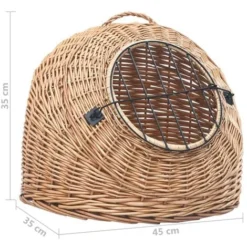 Cage De Transport Pour Chats 45x35x35 Cm Saule Naturel VidaXL -Amis Poils Soldes Boutique 19228542 3