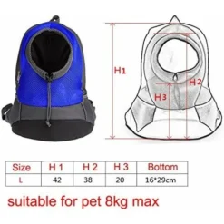 Pet Porte-sac à Dos Pour Petit Chien Chat Puppy(8kgs Max) On-the-Go Travel Pet Avant Arrière Sac Perméable à Lair Soft Mesh Pup Pack 42 38 20 Cm - Bleu LangRay -Amis Poils Soldes Boutique 22199095 5
