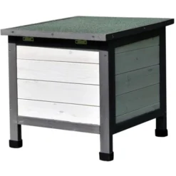 Melko Maison Pour Chats Gris/blanc 50 X 45 X 43 Cm Avec Couvercle à Charnière Et Rampe, Résistant à L'hiver -Amis Poils Soldes Boutique 24033053 5