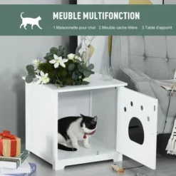 PawHut Maison De Toilette Pour Chat Design Porte Entrée Patte Chat 2 MDF Blanc 9 PawHut Maison De Toilette Pour Chat Design Porte Entrée Patte Chat 2 MDF Blanc -Amis Poils Soldes Boutique 28362617 5