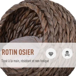 PawHut Panier Chat Lit Chat Cosy Grand Confort Dim. 42L X 33l X 52H Cm Coloris Gris Coussin Moelleux Beige Inclus -Amis Poils Soldes Boutique 28368956 4