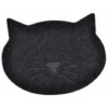 Paris Prix - Tapis Repas Pour Chat Tête De Chat 43cm Noir