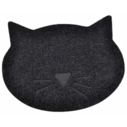 Paris Prix - Tapis Repas Pour Chat Tête De Chat 43cm Noir