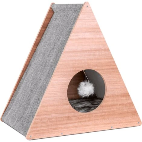 Maison Pour Chat, Design Triangle, Meubles Pour Chat, Niche Pour Chats En Bois, Lit Pour Chat, Grotte Pour Chat, Maison Pour Chat Avec Coussin Amovible 1 Maison Pour Chat, Design Triangle, Meubles Pour Chat, Niche Pour Chats En Bois, Lit Pour Chat, Grotte Pour Chat, Maison Pour Chat Avec Coussin Amovible