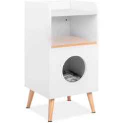 Table De Chevet Pour Chat, Maison Pour Chat, Table De Chevet, Maison Pour Animaux, Table De Chevet Pour Animaux, Maison Decorative Pour Chat, Maison Decorative Pour Chat, Table De Chevet, Blanc