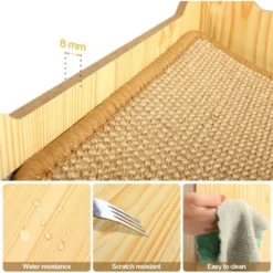 Maison Pour Chat En Bois Avec Hamac Niche Pour Chat , En Bois Naturel, 34x34x34cm -Amis Poils Soldes Boutique 35074935 4