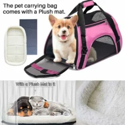 Sac De Transport De Transport Pour Chats, Lapins Et Autres Petits Animaux, Portable, Pliable, Livré Avec Bandoulière, Fermetures à Glissière à Boucle De Sécurité, Nouvellement Conçu (M, Rose) -Amis Poils Soldes Boutique 35561779 3