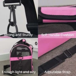 Sac De Transport De Transport Pour Chats, Lapins Et Autres Petits Animaux, Portable, Pliable, Livré Avec Bandoulière, Fermetures à Glissière à Boucle De Sécurité, Nouvellement Conçu (M, Rose) -Amis Poils Soldes Boutique 35561779 4