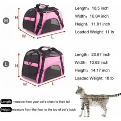 Sac De Transport De Transport Pour Chats, Lapins Et Autres Petits Animaux, Portable, Pliable, Livré Avec Bandoulière, Fermetures à Glissière à Boucle De Sécurité, Nouvellement Conçu (M, Rose) -Amis Poils Soldes Boutique 35561779 5