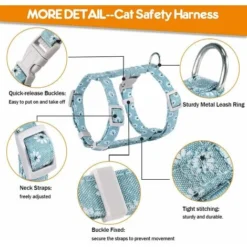 Harnais Laisse Chat Harnais Réglable Et Laisse Corde De 145CM Pour Chat Sécurité Balade(S Bleu Clair) -Amis Poils Soldes Boutique 37477806 4