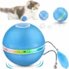 Jouet Pour Chat Interactives Balles Pour Chats Avec Lumières LED, Balle Chat Automatique Jouets Interactif Pour Chats, Auto-Rotative à 360 Degrés,Chargement USB,pour Animaux Chien Chatons, Bleu