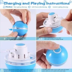 Jouet Pour Chat Interactives Balles Pour Chats Avec Lumières LED, Balle Chat Automatique Jouets Interactif Pour Chats, Auto-Rotative à 360 Degrés,Chargement USB,pour Animaux Chien Chatons, Bleu -Amis Poils Soldes Boutique 40296053 3
