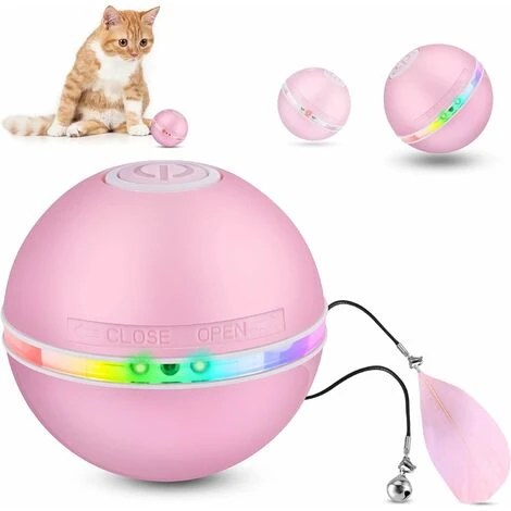 Jouet Pour Chat Interactives Balles Pour Chats Avec Lumières LED, Balle Chat Automatique Jouets Interactif Pour Chats, Auto-Rotative à 360 Degrés,Chargement USB,pour Animaux Chien Chatons, Rose 1 Jouet Pour Chat Interactives Balles Pour Chats Avec Lumières LED, Balle Chat Automatique Jouets Interactif Pour Chats, Auto-Rotative à 360 Degrés,Chargement USB,pour Animaux Chien Chatons, Rose