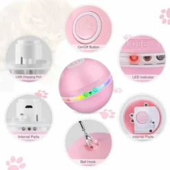 Jouet Pour Chat Interactives Balles Pour Chats Avec Lumières LED, Balle Chat Automatique Jouets Interactif Pour Chats, Auto-Rotative à 360 Degrés,Chargement USB,pour Animaux Chien Chatons, Rose 7 Jouet Pour Chat Interactives Balles Pour Chats Avec Lumières LED, Balle Chat Automatique Jouets Interactif Pour Chats, Auto-Rotative à 360 Degrés,Chargement USB,pour Animaux Chien Chatons, Rose -Amis Poils Soldes Boutique 40296055 3