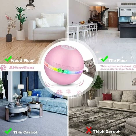 Jouet Pour Chat Interactives Balles Pour Chats Avec Lumières LED, Balle Chat Automatique Jouets Interactif Pour Chats, Auto-Rotative à 360 Degrés,Chargement USB,pour Animaux Chien Chatons, Rose 5 Jouet Pour Chat Interactives Balles Pour Chats Avec Lumières LED, Balle Chat Automatique Jouets Interactif Pour Chats, Auto-Rotative à 360 Degrés,Chargement USB,pour Animaux Chien Chatons, Rose – Image 5