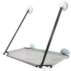 HANBING Paniers Meubles Pour Animaux De Compagnie Hamac à Ventouse Litière Pour Chat Suspendue Double Couche Grise Simple