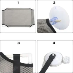 HANBING Paniers Meubles Pour Animaux De Compagnie Hamac à Ventouse Litière Pour Chat Suspendue Double Couche Grise Simple -Amis Poils Soldes Boutique 43596356 3