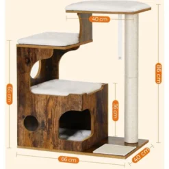 FEANDREA Arbre à Chat, Hauteur 86cm, 3 Plate-Formes Et 1 Grotte, Panneau MDF Avec Placage De Bois, Poteau En Sisal, Imitation Fourrure Lavable, Style Vintage, Brun Rustique Et Blanc Par SONGMICS PCT70 9 FEANDREA Arbre à Chat, Hauteur 86cm, 3 Plate-Formes Et 1 Grotte, Panneau MDF Avec Placage De Bois, Poteau En Sisal, Imitation Fourrure Lavable, Style Vintage, Brun Rustique Et Blanc Par SONGMICS PCT70 -Amis Poils Soldes Boutique 45295664 5