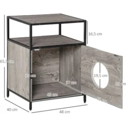 PawHut Maison De Toilette Pour Chat Style Contemporain Coussin Peluche Douce Inclus Châssis Acier Noir Aspect Bois Gris -Amis Poils Soldes Boutique 45847850 3