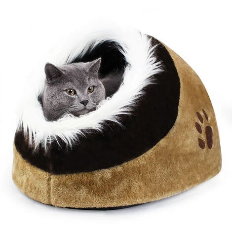 Grotte Pour Animaux En Peluche, Maison Pour Chat, 41 X 38 X 26 Cm, Marron, Matériau: PP, éponge Douce 1 Grotte Pour Animaux En Peluche, Maison Pour Chat, 41 X 38 X 26 Cm, Marron, Matériau: PP, éponge Douce