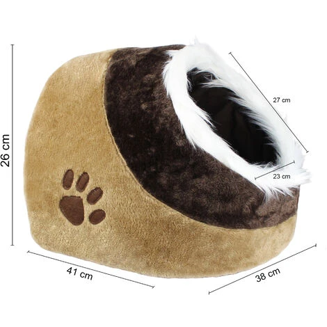 Grotte Pour Animaux En Peluche, Maison Pour Chat, 41 X 38 X 26 Cm, Marron, Matériau: PP, éponge Douce 2 Grotte Pour Animaux En Peluche, Maison Pour Chat, 41 X 38 X 26 Cm, Marron, Matériau: PP, éponge Douce – Image 2
