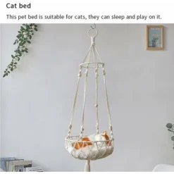 Hamac De Fenêtre Pour Chat, Balançoire De Chat Tissée à La Main, Lit De Siège De Chat Avec Anneau De Suspension, Décoration Maison, Pour Famille Chambre à Coucher Salon Blanc-Fontainebleau -Amis Poils Soldes Boutique 49150156 3