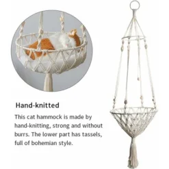 Hamac De Fenêtre Pour Chat, Balançoire De Chat Tissée à La Main, Lit De Siège De Chat Avec Anneau De Suspension, Décoration Maison, Pour Famille Chambre à Coucher Salon Blanc-Fontainebleau -Amis Poils Soldes Boutique 49150156 5
