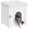 Yaheetech Maison De Toilette Pour Chat, Niche Pour Chat En Bois, 1 Porte Serviette Latérale, 7 Trous D'Aération, 48 X 53 X 57,5cm, Blanc