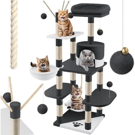 KESSER® Grattoir Arbre à Chat XXL Arbre D’escalade Avec Hamac, Colonnes En Sisal, Stable, Abris, Balles De Jeu, Jeu En Sisal Et Corde De Jeu, Hauteur De 149 cm, Avec De Nombreuses Possibilités De Je 1 KESSER® Grattoir Arbre à Chat XXL Arbre D’escalade Avec Hamac, Colonnes En Sisal, Stable, Abris, Balles De Jeu, Jeu En Sisal Et Corde De Jeu, Hauteur De 149 cm, Avec De Nombreuses Possibilités De Je