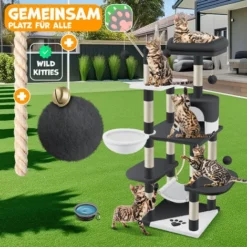 KESSER® Grattoir Arbre à Chat XXL Arbre D’escalade Avec Hamac, Colonnes En Sisal, Stable, Abris, Balles De Jeu, Jeu En Sisal Et Corde De Jeu, Hauteur De 149 cm, Avec De Nombreuses Possibilités De Je 9 KESSER® Grattoir Arbre à Chat XXL Arbre D’escalade Avec Hamac, Colonnes En Sisal, Stable, Abris, Balles De Jeu, Jeu En Sisal Et Corde De Jeu, Hauteur De 149 cm, Avec De Nombreuses Possibilités De Je -Amis Poils Soldes Boutique 50831385 5