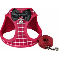 Ensemble Harnais Et Laisse Pour Chat Et Petit Chien - Anti-évasion Avec Clochette Et Nœud Papillon - Gilet Doux Réglable Pour Chat - Harnais De Marche Confortable Pour L'extérieur (Rouge, XS)，Starligh