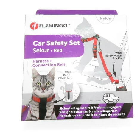 Harnais De Sécurité Voiture + Laisse Rouge 15 Mm Pour Chat - Flamingo Pet Products 2 Harnais De Sécurité Voiture + Laisse Rouge 15 Mm Pour Chat - Flamingo Pet Products – Image 2