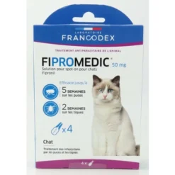 4 Pipettes De 0.5 Ml Fipromedic 50 Mg Pour Chats Antiparasitaire. - Francodex