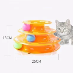 Minetgnon Jouet Chat/Chien Tour De 4 Pistes En Cercle - 3Balles -3 Étages - Orange -Amis Poils Soldes Boutique 51929623 3