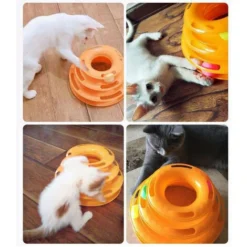 Minetgnon Jouet Chat/Chien Tour De 4 Pistes En Cercle - 3Balles -3 Étages - Orange -Amis Poils Soldes Boutique 51929623 5
